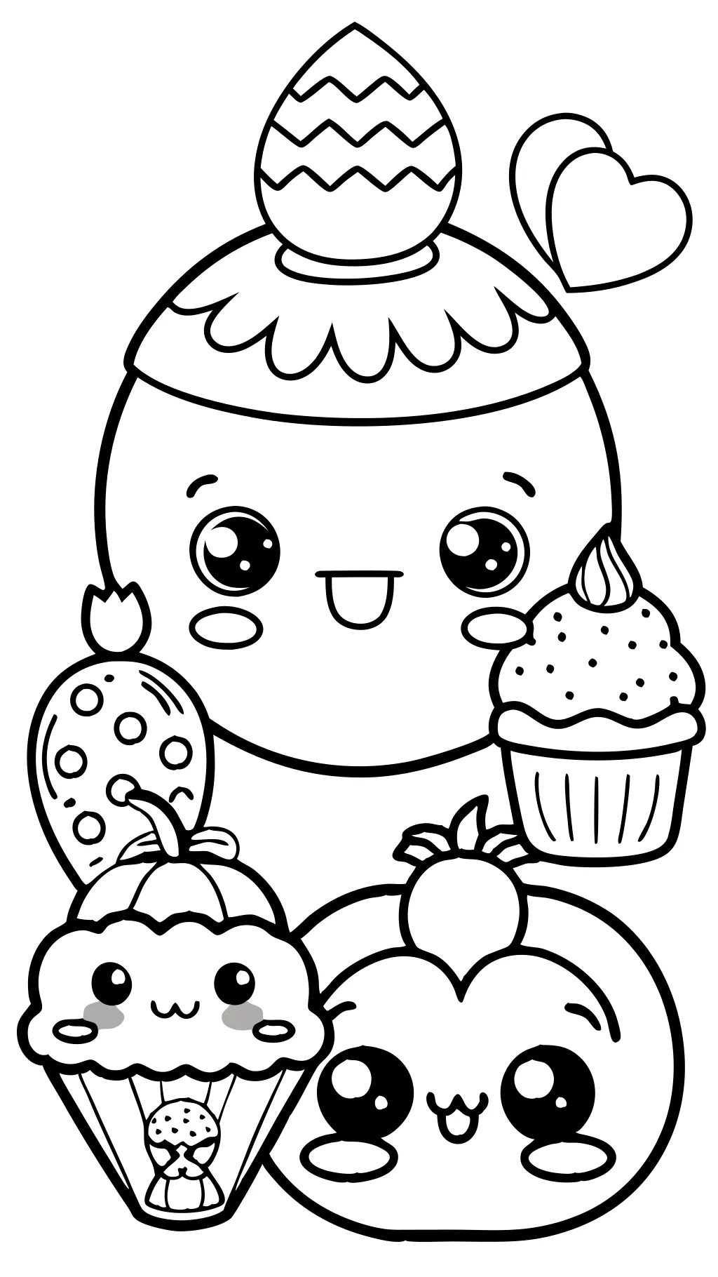 kawaii cute food coloring pages